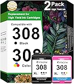 HP 308 originele 2-pack combo zwarte/driekleureninktcartridges, Zwart