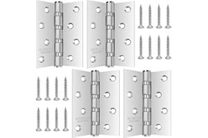 ANZOAT 4 Stück 304 Edelstahl Scharniere 7.5 * 10cm Groß Schwerlast Türscharnier,Scharnier Edelstahl Klappbar 4 Zoll Türband Dicke 3mm mit 32pcs Schrauben für Massive Türen Innen + Außen