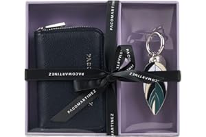 PACO MARTINEZ Set de Regalo para Mujer, Caja Regalo con Cartera Billetero para Mujer Color Negro y Llavero a Juego, Idea de Regalo de Cumpleaños, Aniversario o Navidad