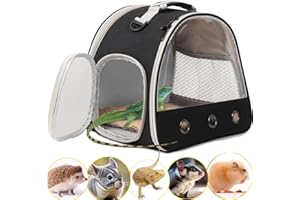 GENERIC Bearded Dragon Travel Carrier, Space Capsule Clear Bubble Window Small Animal Travel Backpack for Hedgehog Rat Parrot Bird Bearded Dragon, Snake,Airline Approved (Black, Carrier)