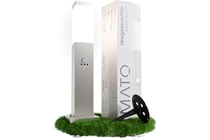 ‎MATO MATO Wegeleuchte mit Bewegungsmelder - inkl. Erdspieß, E27 Fassung, Höhe 50 cm - Outdoor Pollerleuchte aus Edelstahl IP44 - Wegleuchten Außen, Sockelleuchte, Standleuchte, Gehwegleuchten Außen