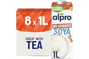 Alpro Soya Drink - No Sugars - Unsweetened Plant-Based Long Life Dairy Free & Lactose Free Milk Alternative - 1L (Pack of 8)