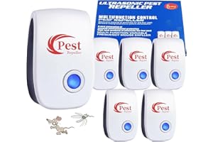 HEEGFF Répulsif Ultrason Anti-Rongeurs Insectes 6 Pack, Ultrason Anti Moustique Ultrason pour Rats, Intérieur Répulsif Électronique Insectes pour Insectes
