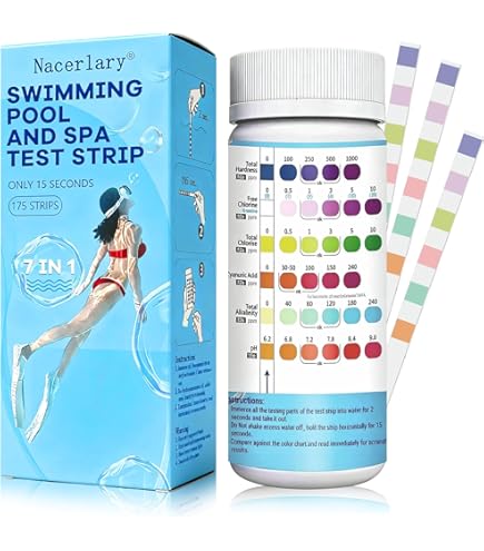 Lot de 100 Bandes de Test, 6 En 1 Bandes Spa Et Piscine, Bandes Test Eau pour Tester Chlore Libre, Le Brome, la dureté Totale, l'alcalinité Totale, l'Acide cyanurique et Le pH