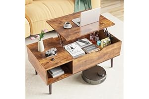 ‎DUMOS DUMOS Couchtisch Höhenverstellbar, Qualität Wohnzimmertisch, Couchtisch, Couchtische für Wohnzimmer, kleine, Moderne Holz-Mitteltische mit Ablagefach und verstecktem Fach (Holzfarbe)