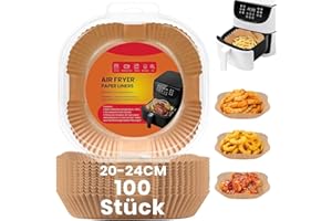 SAEIV Freidora de aire caliente, 100 unidades, papel de horno Airfryer de 20 a 24 cm, sin BPA, antiadherente, resistente al agua, resistente al aceite, desechables, para 4,7 l – 7,3 l2, cuadrado