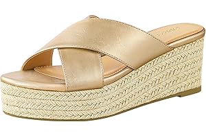 PIZZ ANNU Sandales Femme Été Espadrille Compensées Mules Talon Plateforme Chaussures de Bout Ouvert Bande Croisée Claquette Plage Vacances EU 36-42