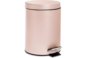 Harbour Housewares 3L Bathroom Bin - Matte Pink - Round Stainless Steel Pedal Bin Slim Kitchen Rubbish Trash Can Garbage Dustbin with Lid and Inner Liner Bucket