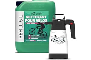 BIO-CHEM CLEANTEC Bio-Chem - Nettoyant pour cadre de vélos 5L + vaporisateur de mousse 1,25L - Produit de nettoyage anti rouille pour velo de route, vtt, électrique - Nettoyant degraissant