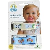 Kinder Clips Bebek Emzik Askısı, 2'li Set, Sevimli Hayvan Desenli, Plastik Klipsli, Nikelsiz, EN 12586:2025 Standartlarına Uy