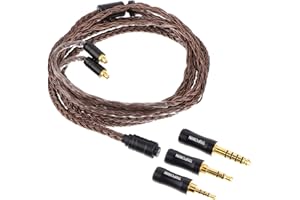Linsoul Tripowin Amber 32AWG OFC beztlenowy kabel HiFi IEM z wymienną wtyczką 2,5 mm/3,5 mm/4,4 mm, zapasowy kabel z PCW do audiofilów (MMCX, bursztynowy)