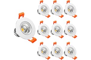 LightingWill 10-Pack 3W CRI80 LED Downlight Dimmable 220LM Directional Recessed COB Ceiling Light Cut-Out 2in(51mm) 60 Beam Angle 3000K-3500K Warm White 25W Halogen Bulbs Equivalent DXB-WW3WN10