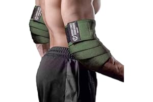 TAVIEW Elbow Wraps for Weightlifting (1 Pair), 48" Elastic Elbow Support & Compression Powerlifting, Fitness, Cross Training & Gym Workout - Elbow Straps for Weight Lifting
