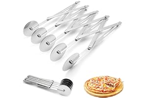 WOKICOR Tagliapasta Regolabile a 5 Ruote, Spezzatrice per Pasta in Acciaio Inossidabile con Ruote 5, Divisore per Pasta, Affettatrice per Pizza Espandibile Rotelle Tagliapasta per Cottura, (5 Ruote)