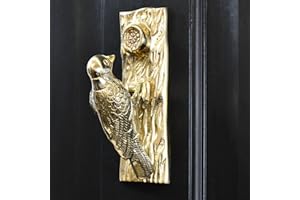 BLACK COUNTRY METAL WORKS LTD Polished Brass Woodpecker Door Knocker