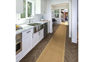runrug Hallway Runner Rug - Non Slip - Hall Carpet Runner, Kitchen Rug Runner - Stain Resistant Dirt Stopper - Ideal for High Foot-Traffic Areas - 66cm Wide x 540cm Long - Aztec, Beige
