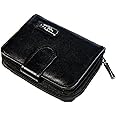 Lorenz Small Black Leather Zip Around Purse With Built In RFID Protection Clear Photo Pass Pocket