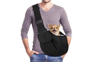AOTWAN Hundetragetasche, Hundetasche für Kleine Hunde Haustier Verstellbarer Schultergurt Tragetasche Hund für Spaziergang Aktivitäten im Freien und Ausflüge(Schwarz)