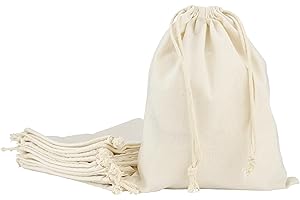 IDEA HOME Leviatan Sacchetto di Cotone | 10 Pezzi | 25x30cm Stoffa con Coulisse Pranzo, Cosmetici, Gioielli | Borsa con Chiusura Lampo | Certificata Oeko-Tex 100 Standard, Natural, 25 x 30 cm