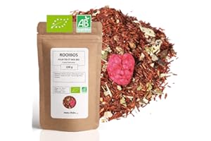 MES THÉS Rooibos Bio Fraise Framboise - 100g (40 tasses) - Thé en vrac 100% Agriculture Biologique - Mes-Thés