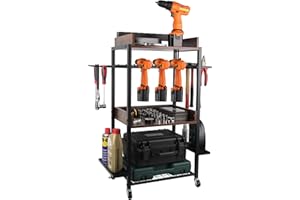 BommJokker Werkzeugspeicher Garage Lagerung Werkzeugkasten Regalhalter Bohrerregal Werkzeug Organizer mit Rädern Geschenkideen für Männer Dad (keine Steckdosenleiste)