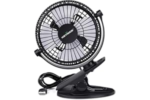 KEYNICE USB Fan, Clip on Fan with 2 Speeds, 360° Rotation Desk Fan with Sturdy Clamp, 4 Inch Personal Silent Fan for Pram Bedroom Car Seat 835 Black