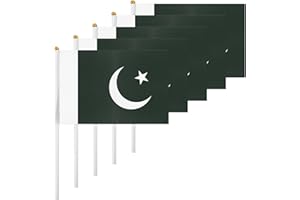 ASUNO 20 Pack Pakistan Flags HandHeld Small Banners 14 × 21 cm Mini Pakistani Stick Flag Polyester for Party Decorations World Cup International Festival Events Indoor and Outdoor