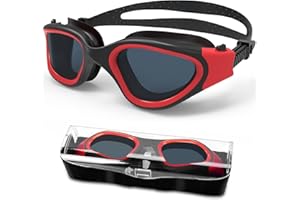 HOTSRACE Gafas de natación polarizadas Anti-vaho Protección UV Impermeable, Gafas Natación visión Clara fáciles de Ajustar para Hombres, Mujeres, Adultos y Adolescentes
