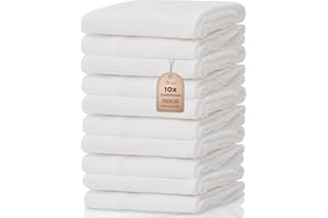 NatureMark 10er-Pack Baby-Mulltücher – 100% Baumwolle – weiche und saugfähige Tücher für Stillen & Babypflege, Windeln, Pucktücher & Waschlappen – Weiß, 70x70 cm