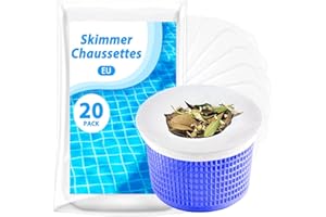 KGC Chaussette Skimmer Piscine 20 Pièce (Convient aux Filtres de 7 à 19 cm), Chaussette Skimmer Lavable & Réutilisable pour Panier Skimmer, Prefiltre Skimmer Piscine Nylon Élastique…