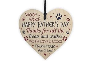 RED OCEAN Festa del papà divertente regalo dal cane, segno di cuore in legno, regalo per cani e papà