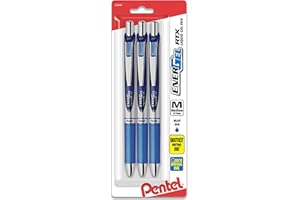 Pentel EnerGel XM BL77 - Retractable Liquid Gel Ink Pen - 0.7mm - 54% Recycled - Blue - Pack of 3