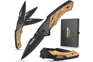 Jellas Couteau Poche, Couteaux pliants - Couteau en acier inoxydable 9Cr18 - Meilleur couteau de randonnée pour la pêche au camping avec clip