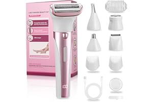 ZOFORY Golarka damska, depilator damski 5 w 1, golarka intymna dla kobiet z akumulatorem, golarka damska elektryczna ze stacją ładującą USB (Różowy-ZCA117)