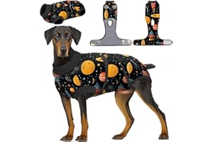 PetWarm Dog Onesie For Surgery Male, Onesies for Dogs, Substitute E-Collar and Cone Anti-Licking Dog Surgery Recovery Suit, Soft Bodysuit for Medium Large Dogs, Cosmic pattern, Black Gold, M