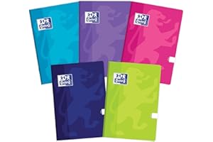 Oxford Touch Zeszyt A5 Notatnik Brulion, 60 Czystych Kartek, notes do biura i szkoły, zestaw 5 sztuk, mix kolorowych okładek