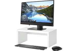 FURNITABLE Supporto Monitor Scrivania,pc Fisso Stampante Monitor da Scrivania,40x24x17cm, 1pcs, Bianco