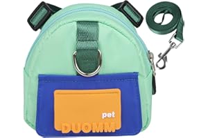 Komate Pet Backpack Harness Cute Adjustable Puppy Saddle Bag Waterproof Pet Self- wearing Zippered Backpack Harness with Leash Set for Small Medium Dogs Outdoor Activities