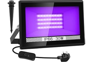 30W UV Lights, NATPOW Black Light Flood Light LED 395nm,IP66 Waterproof Blacklight Stage Lighting Decoration Lighting for Fluorescent Party, Disco,Halloween,Bar,Christmas,Aquarium(1 Pack)