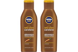NIVEA SUN Mleczko do opalania z brązu karoten 2 x 200 ml, krem do opalania dla złotej skóry, krem do opalania wzbogacony karotenem i witaminą E