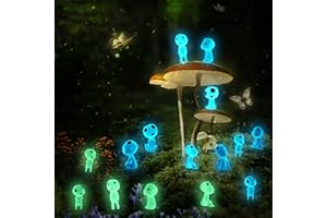 WOHN&LEBE Baum Elfen Figuren,15 Stück Baum Elfen Prinzessin Mononoke Baumelfen-Gartendeko Kodama Leuchtende Geister Figuren Waldgeister Anime Deko Glow In The Dark Gartendeko für Mikrolandschaft Zubehör