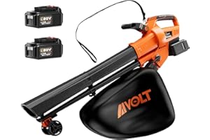 AIVOLT Soplador Aspirador Triturador de Hojas 3 en 1 Inalámbrico con Correa de Hombro Soplador de Hojas con 2 Batería de 20V 4Ah, Cargador y Bolsa de 40L para Jardín Exterior
