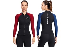 Joysummer Veste de Combinaison pour Homme Femme - 1.5mm Néoprène & Lycra Chemise Combinaison Veste Manches Longues Combinaison de Plongée pour Adultes Jeunes Surf Natation Sports Nautiques