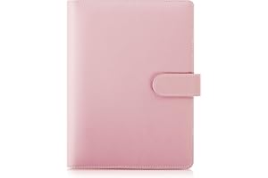 SKYDUE A5 Ring Binder, Pink, 6-Ring, PU Leather, School/Office Notebook, Travel Journal, Budget Notebook, Sketchbook, Personal Organizer, Planner, Photocard Binder