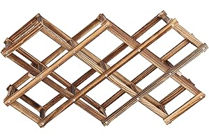 BuyWeek Stojak na wino, składany uchwyt na wino, drewniany stojak na butelki wina, duża pojemność, szafka na 10 butelek wina