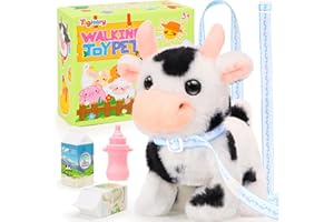 Tagitary Plush Toys Interactive Walking Sounds Cow Kids Wag Tail, Nod Head Realistic Stuffed Cattle Toys Birthday Gift for Toddlers