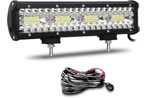 Willpower Barra LED 30cm 12 Pollici 240W Fari LED 12V 24V Combo Fascio Spot e Inondazione Faretti LED Faro da Lavoro LED Barra Luci LED per Fuoristrada Auto Trattore Camion 4x4 Barca ATV con Cablaggio