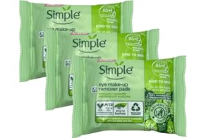 Simple Kind to Skin Eye Make-Up Remover Pads, 3x30 Pads - Gentle, Alcohol-Free, Non-Irritating, Hydrating, Hypoallergenic, Safe for Sensitive Eyes and Contact Lens Wearers