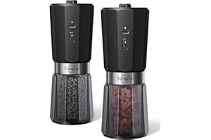 SANGCON-EP Sangcon 2 Velocità Set Macina Sale e Pepe Elettrico a Gravità, 800 Mahmacina Pepe Ricaricabile ad Alta CapacitàH, 5 Livelli di Grossolanità Regolabili Esternamente, Macinatura Automatica con Una Mano