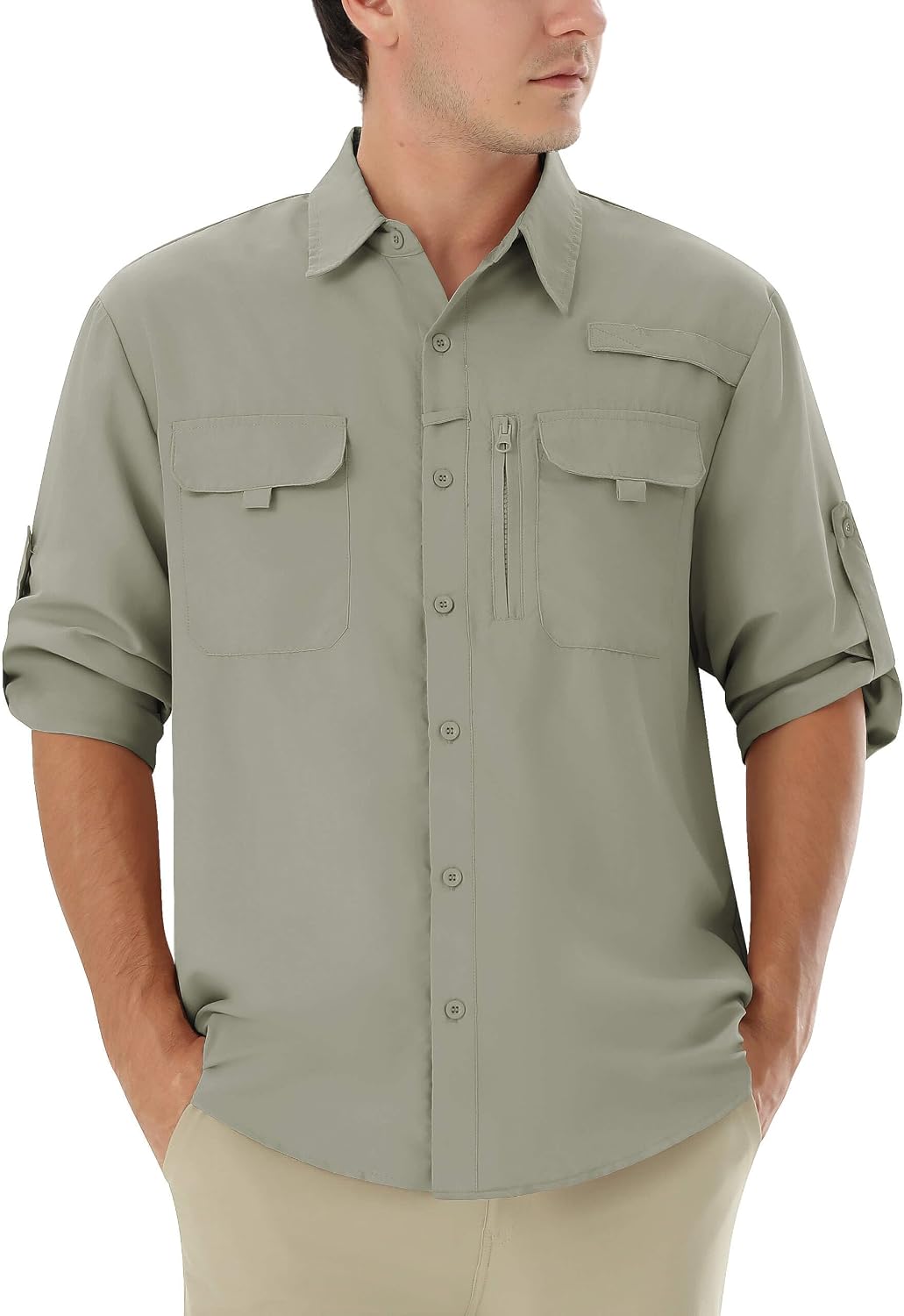 Autsel Camisa Hombre Casual Outdoor para Pesca y Senderismo, Camisa de Protección Solar UPF 50+ con Secado Rápido, Camisa Técnica Transpirable de Manga Larga para Viaje
